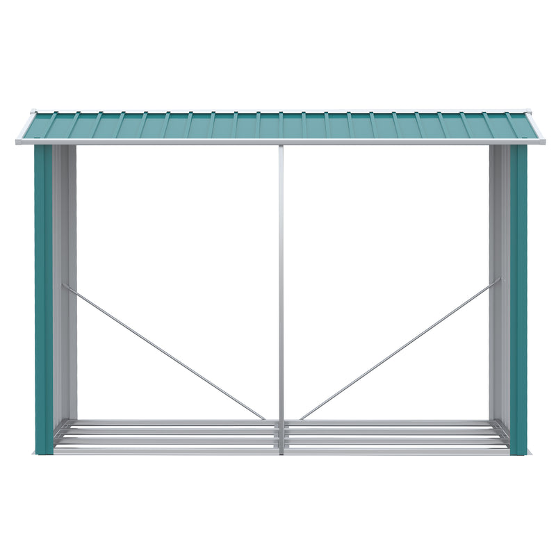 Abrigo para Lenhas de Aço Galvanizado Abrigo de Armazenamento de Lenha com Teto Inclinado para Jardim Varanda Pátio 240x86x160 cm Verde