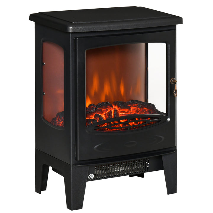 Lareira Elétrica 900W/1800W Lareira Decorativa com Janelas Efeito de Chama Temperatura Ajustável e Proteção Sobreaquecimento para 20-25 ? 39x26x54,8 cm Preto