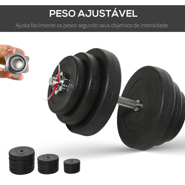 Jogo de Halteres Pesos de Fitness 40KG Ajustável Profissionais Ginásio Doméstico e Musculação com Barra Aço e Discos