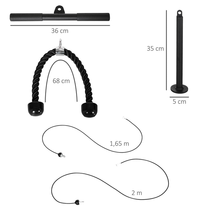 Sistema de Polia de Ginásio para Casa Sistema de Cabo de Peso para Tração Curl de Bíceps Tríceps Treino de Braço Ombros e Costas Preto