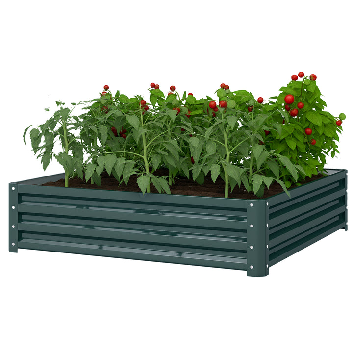 Caixa de Cultivo de Exterior Caixa de Plantação Grande Retangular de Aço Galvanizado para Cultivar Plantas Flores Ervas com Base Aberta 120x120x30 cm Verde