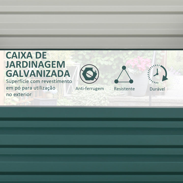 Caixa de Cultivo de Exterior Caixa de Plantação Grande Retangular de Aço Galvanizado para Cultivar Plantas Flores Ervas com Base Aberta 120x120x30 cm Verde