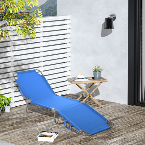 Espreguiçadeira Dobrável Espreguiçadeira de Jardim com Encosto Ajustável em 5 Posições Peso Máximo 120 kg para Terraço Piscina Praia 187x55x24 cm Azul