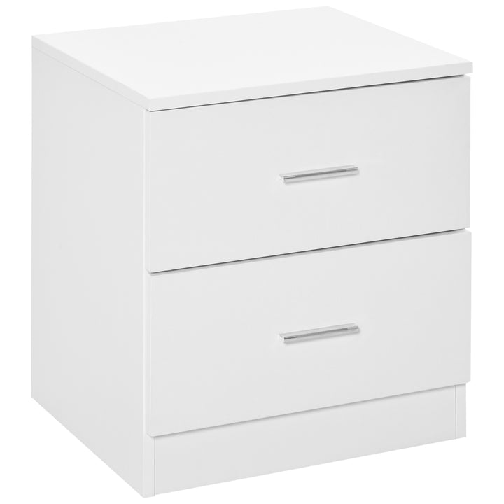 Mesa de Cabeceira Moderna Mesinha de Cabeceira com 2 Gavetas Mesa Auxiliar para Sala Quarto Capacidade 30 kg 45x39,5x49 cm Branco