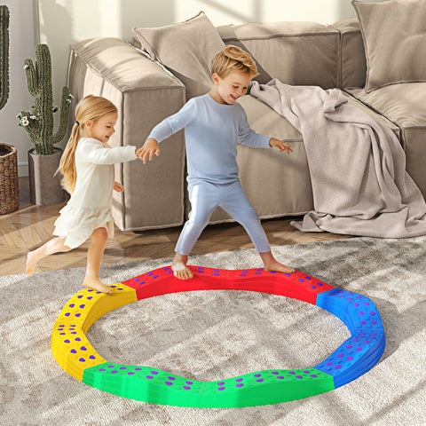 Traves de Equilíbrio para Crianças acima de 3 Anos Jogo de Equilíbrio de 8 Peças em Forma de Arco Base Antiderrapante para Treino de Equilíbrio Ø125x8 cm Multicor