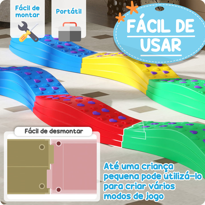 Traves de Equilíbrio para Crianças acima de 3 Anos Jogo de Equilíbrio de 8 Peças em Forma de Arco Base Antiderrapante para Treino de Equilíbrio Ø125x8 cm Multicor