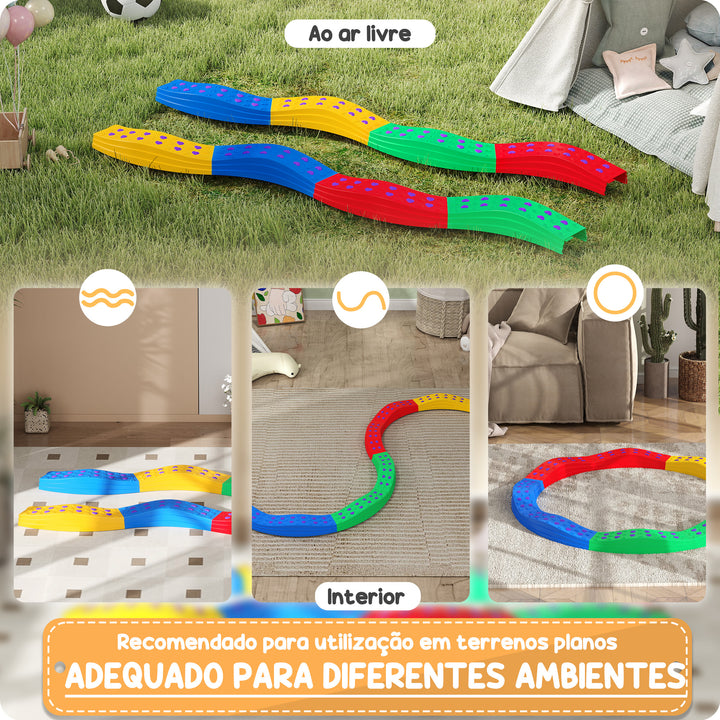 Traves de Equilíbrio para Crianças acima de 3 Anos Jogo de Equilíbrio de 8 Peças em Forma de Arco Base Antiderrapante para Treino de Equilíbrio Ø125x8 cm Multicor