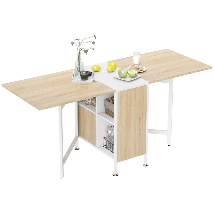 Mesa Dobrável com 4 Prateleiras para sala de Jantar Economiza Espaço 169x62x75 cm Madeira