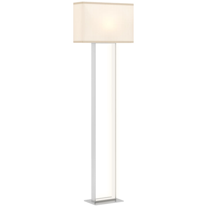 Candeeiro de Pé Moderno 150 cm Candeeiro de Pé para Sala de Estar com Ecrã de Tecido Luz Noturna Interruptor de Pé e Base Metálica para Dormitório Escritório Sala de Estar 45x15x150 cm Branco