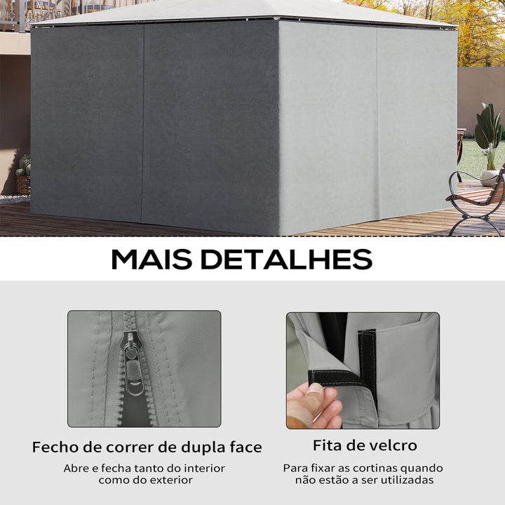 4 Paredes Laterais para Tenda 352x205 cm Laterais para Tenda Universal com Ganchos e Argola em C para Tenda de Jardim Terraço Cinza Claro