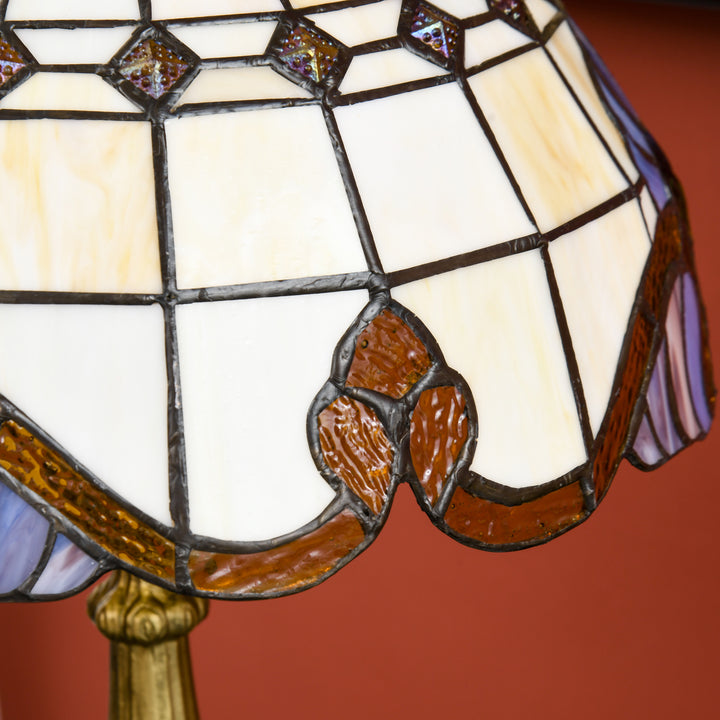 Candeeiro de Mesa com Desenho de Vitrais Coloridos Candeeiro de Mesa Feito a Mão Candeeiro de Mesa de Vidro para Dormitório Sala de Estar Escritório Ø30x48 cm Multicor