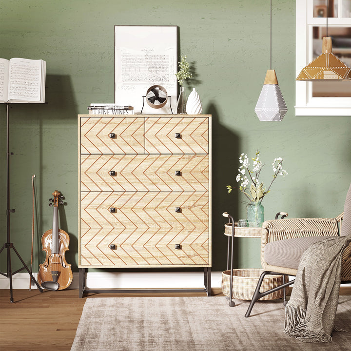 Cômoda tipo armário auxiliar com 5 Gavetas amplo espaço de Armazenamento para Escritório sala de estar 80x39.5x110cm