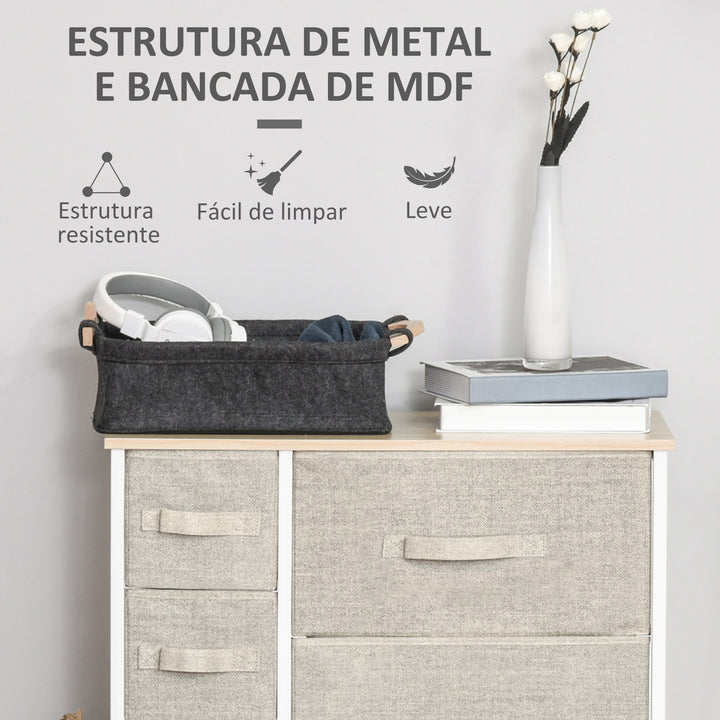 Cómoda com 7 Gavetas de Tecido Cómoda de Armazenamento Multifuncional para Dormitório Sala de Estar Corredor 63,5x30x71cm Cinza