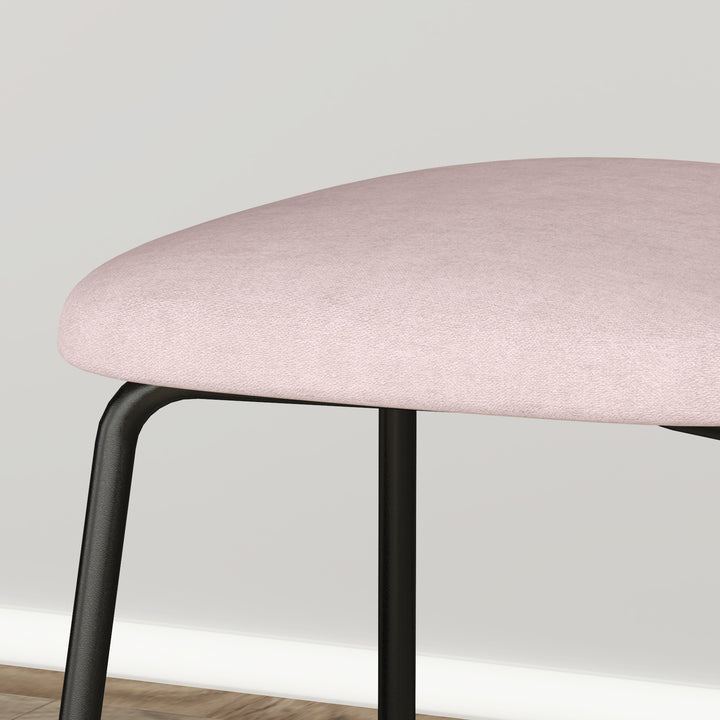 Conjunto de 2 Cadeiras de Sala de Jantar Cadeiras de Cozinha com Encosto em Vime Sintético e Estrutura de Aço para Sala de Jantar 44x54x87 cm Rosa e Preto