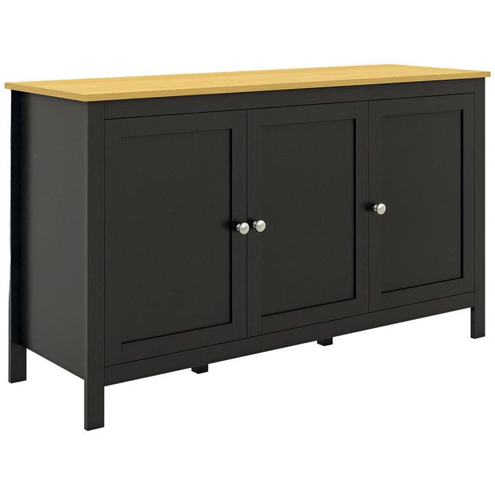 Aparador de Sala de Estar com 3 Portas Buffet Sala de Estar com Prateleiras Ajustáveis para Sala de Jantar Estilo Moderno 120x40x70 cm Preto e Madeira