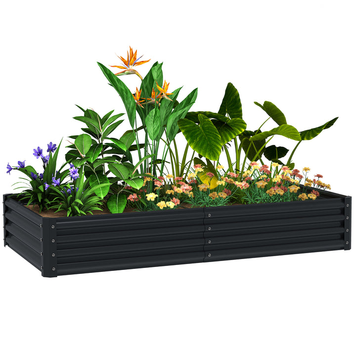 Caixa de Plantio de Aço Galvanizado Horta para Cultivar Plantas Flores Ervas Floreira Grande de Exterior Retangular com Fundo Aberto 180x90x30 cm Cinzento Escuro