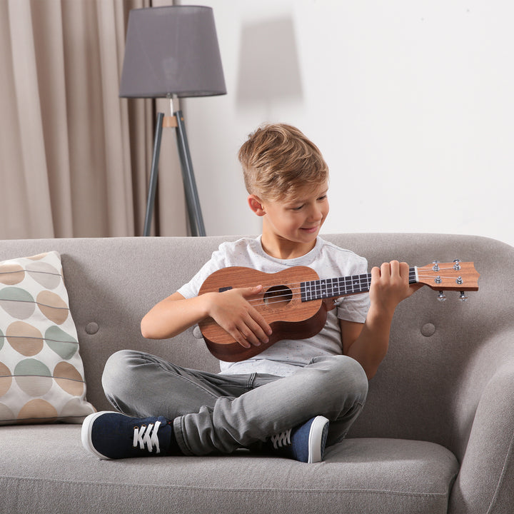 Ukelele 21 Polegada Ukelele Soprano de Iniciação para Iniciantes Ukelele Concerto Hawaiian Cordas Aquila Nylon Material Madeira 53x17,5x6,2cm