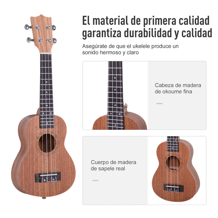 Ukelele 21 Polegada Ukelele Soprano de Iniciação para Iniciantes Ukelele Concerto Hawaiian Cordas Aquila Nylon Material Madeira 53x17,5x6,2cm