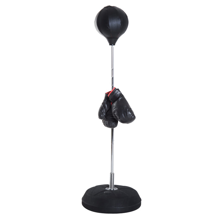 Saco de Boxe de Pé Punching Ball com Altura Ajustável em 4 Níveis 126-144 cm Base Preenchível e Luvas de Boxe para Adultos e Adolescentes Preto