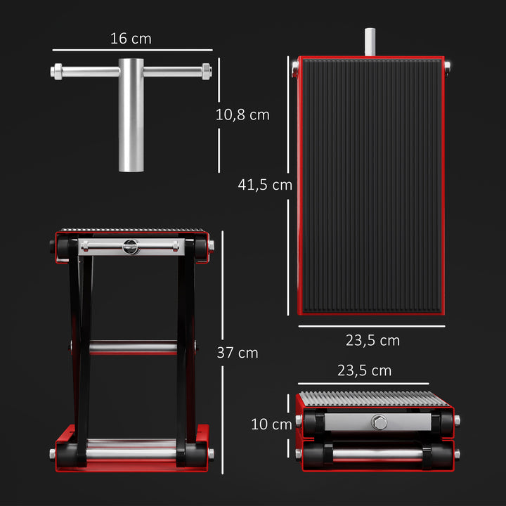 Plataforma de elevação de tesoura com altura ajustável Carga 500 kg 41,5x23,5x10-37 cm Preto e Vermelho