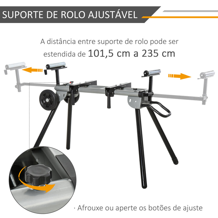 Suporte universal para serra de esquadria dobrável com distância de trabalho ajustável 123,5-245x73x96 cm Preto