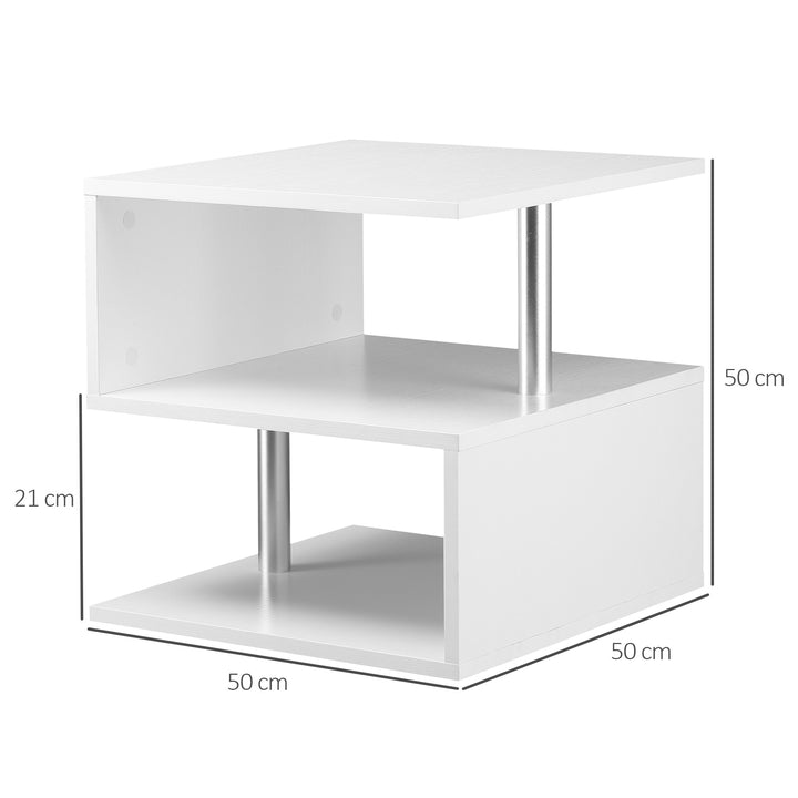 Mesa Auxiliar Madeira Branco 50 x 50 x 50 cm