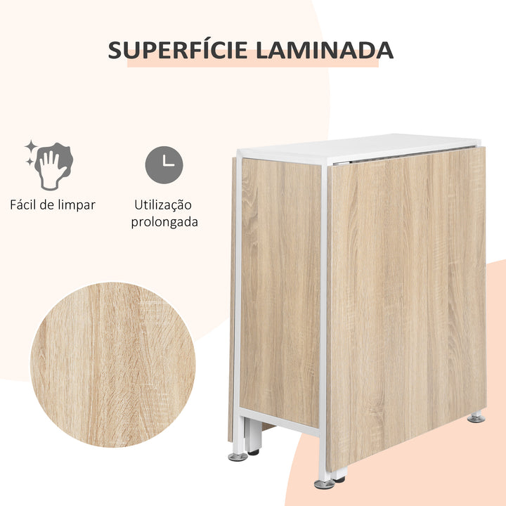Mesa Dobrável com 4 Prateleiras para sala de Jantar Economiza Espaço 169x62x75 cm Madeira