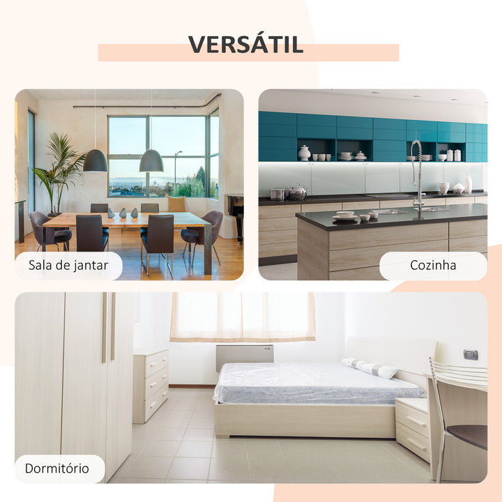 Mesa Dobrável com 4 Prateleiras para sala de Jantar Economiza Espaço 169x62x75 cm Madeira