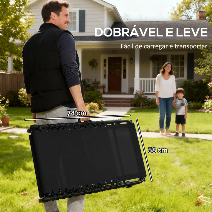 Espreguiçadeira Dobrável e Ajustável em 3 Posições Espreguiçadeira Reclinável de Jardim para Exterior Estrutura de Aço 197x58x76cm Preto
