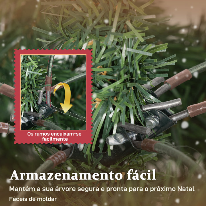 Árvore de Natal Artificial 180 cm Ramos Realistas com Efeito Neve Árvore de Natal com Suporte em Aço Base Dobrável Montagem Rápida Decoração de Natal para Casa Festa Verde
