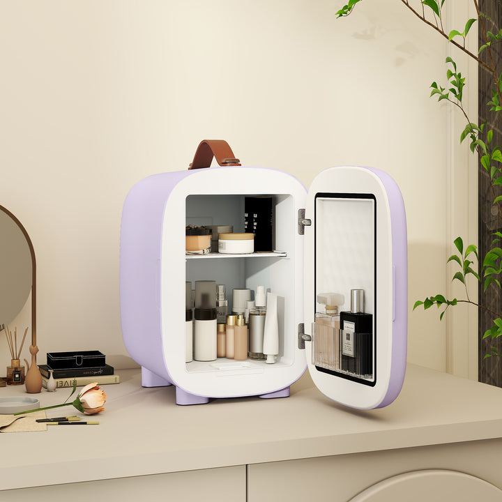 Frigorífico de Cosméticos 4L Frigorífico Pequeno 9V/240V para Arrefecer e Aquecer Mini Frigorífico para Beleza Maquilhagem Bebidas 20,3x26,3x28 cm Roxo