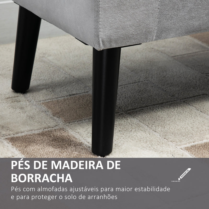 Banco para Pé de Cama Estofado em Veludo Banco de Armazenamento Acolchoado com Tampa Apoio para os Braços Pés de Madeira para Dormitório Sala de Estar 111,5x41x65cm Cinza Claro