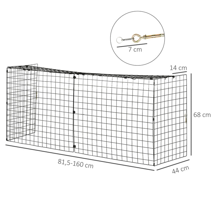 Protetor de Lareira com Comprimento Ajustável Barreira de Segurança para Lareira com Grade de Metal 81,5-160x44x68cm Preto