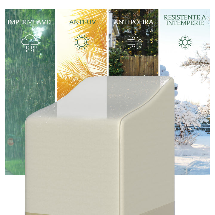 Capa para Cadeiras Empilháveis 90x70x115 cm Capa para Cadeiras de Jardim Impermeável em Tecido Oxford 600D Capa para Móveis de Jardim Anti-UV Bege e Castanho