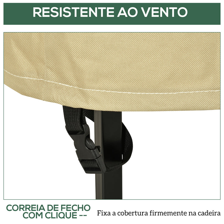 Capa para Cadeiras Empilháveis 90x70x115 cm Capa para Cadeiras de Jardim Impermeável em Tecido Oxford 600D Capa para Móveis de Jardim Anti-UV Bege e Castanho