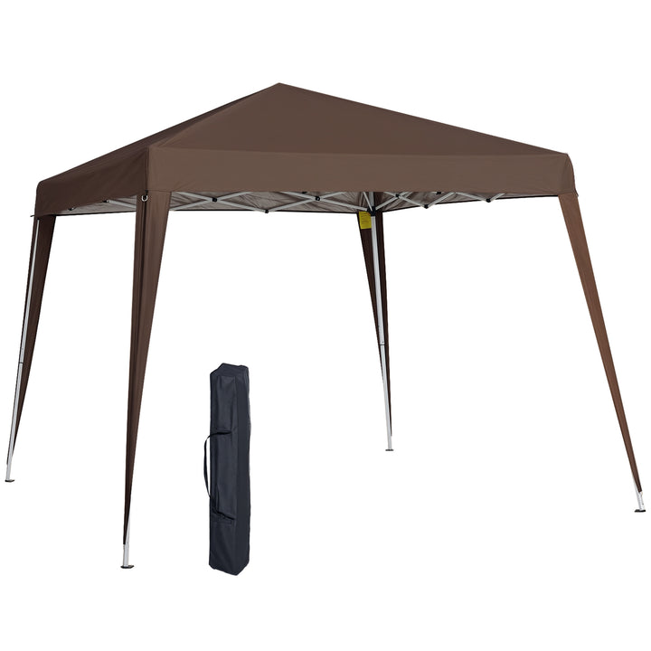 Tenda Dobrável 3x3 m Tenda Pop-up de Jardim Altura Ajustável com Saco de Transporte Anti-UV Impermeável Castanho