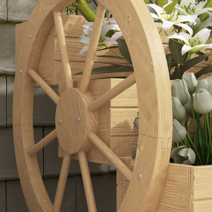 Floreira de Madeira com 3 Níveis para Exterior Design em Escada com Rodas e Orifícios de Drenagem para Terraço ou Jardim 61x62x57 cm Madeira