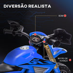 Mota Elétrica para Crianças acima de 3 Anos Moto a Bateria para Crianças 6V com Rodas de Treino e Buzina Mota para Crianças Carga 30 kg 105x57x62 cm Azul