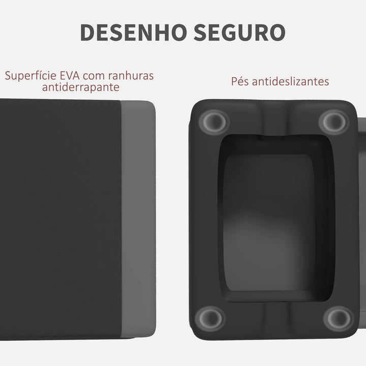 Step de Aeróbica Step para Fitness Antideslizante Altura Regulável 3 Níveis de 10,5/15,5/20,5 cm Capacidade 250 kg para Exercício em Casa Ginásio 77x36x20,5 cm Cinza e Preto