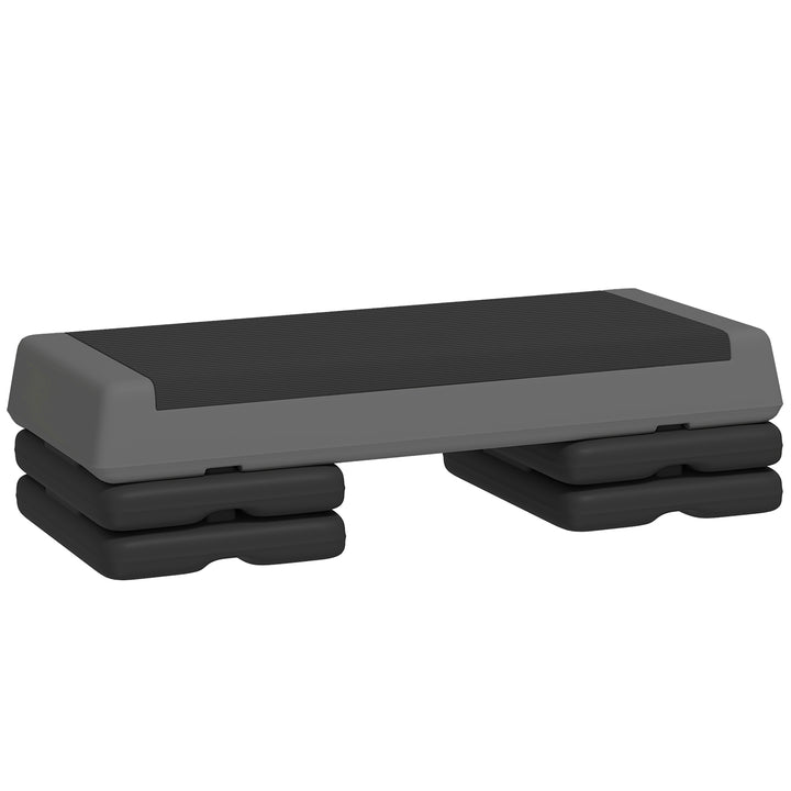 Step de Aeróbica Step para Fitness Antideslizante Altura Regulável 3 Níveis de 10,5/15,5/20,5 cm Capacidade 250 kg para Exercício em Casa Ginásio 77x36x20,5 cm Cinza e Preto