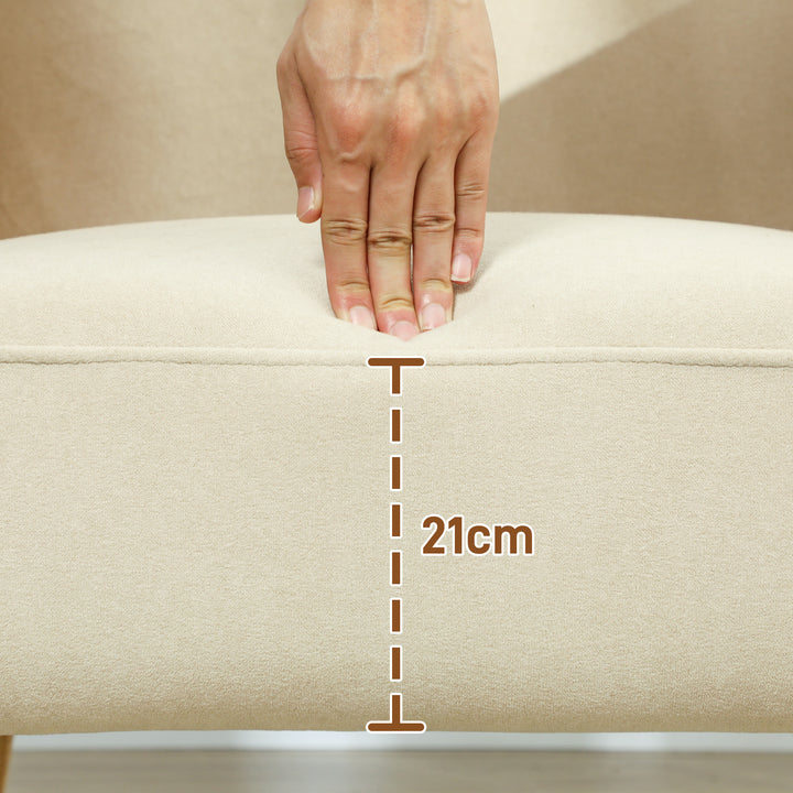 Poltrona Sala de Estar Poltrona Nórdica Poltrona para Dormitório com Apoio para os Braços e Pés de Madeira Sofá Individual Carga 120 kg 72x87x82 cm Bege e Ocre