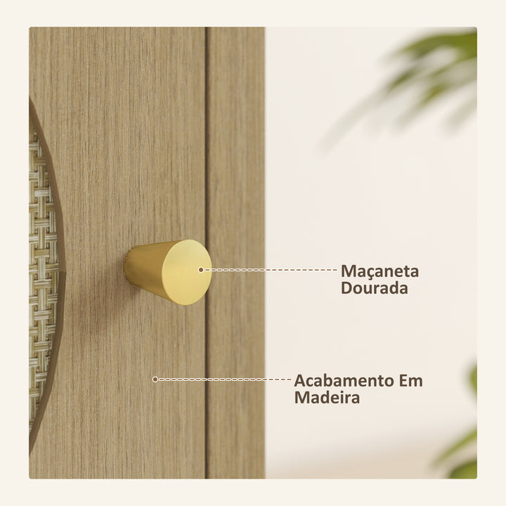 Mesa de Cabeceira com Porta de Vime Mesa de Cabeceira com Prateleira Aberta e Compartimento Móvel Auxiliar para Quarto Sala 40x35x55 cm Madeira