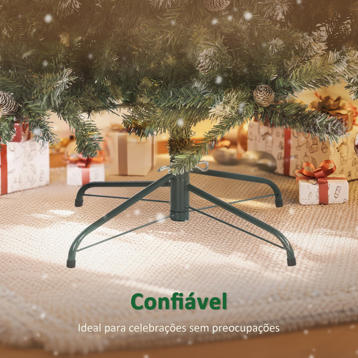 Árvore de Natal Artificial 180 cm Árvore de Natal com 910 Ramos com Efeito Neve 58 Pinhas e Suporte Metálico Dobrável Montagem Fácil para Sala Interior Verde