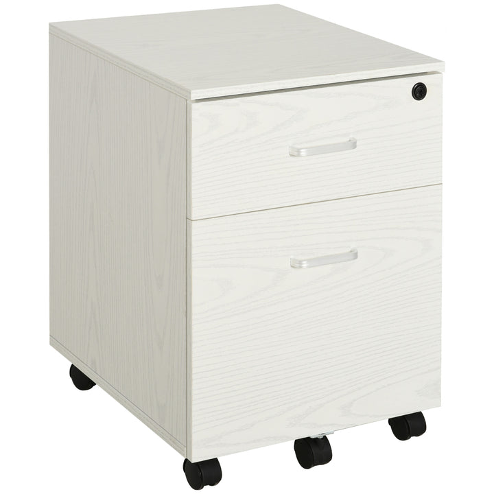 Armário móvel para arquivos A4 com rodas 2 gavetas e fechadura 40x44x54,6 cm Branco