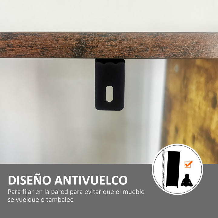 Estante para Livros de 4 Níveis com 8 Compartimentos de Armazenamento Estilo Industrial para Sala de Estar Escritório Dormitório 74x30x157,5cm Marrom Rústico