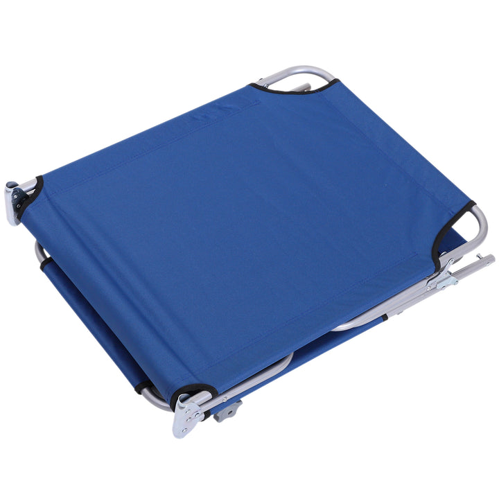 Espreguiçadeira Dobrável de Jardim Reclinável com Toldo Removível e Ângulo Ajustável Encosto Regulável em 4 Níveis para Terraço Piscina Pátio 187x58x36 cm Azul