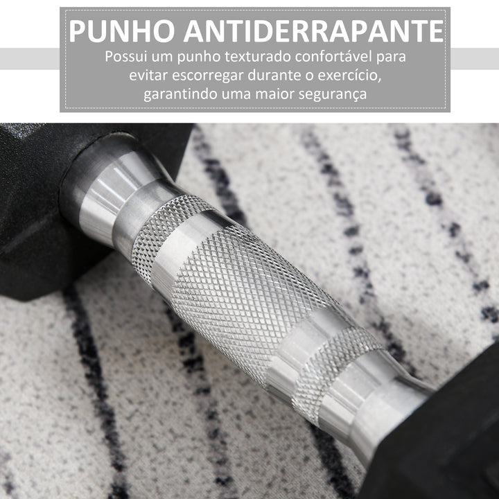 Conjunto de Halteres Hexagonais 2 x 5 kg Conjunto de Pesos com Barras de Conexão Kit de Treino de Fitness para Ginásio em Casa