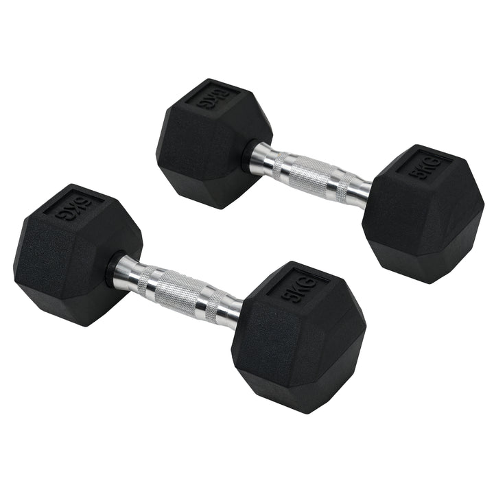 Conjunto de Halteres Hexagonais 2 x 5 kg Conjunto de Pesos com Barras de Conexão Kit de Treino de Fitness para Ginásio em Casa