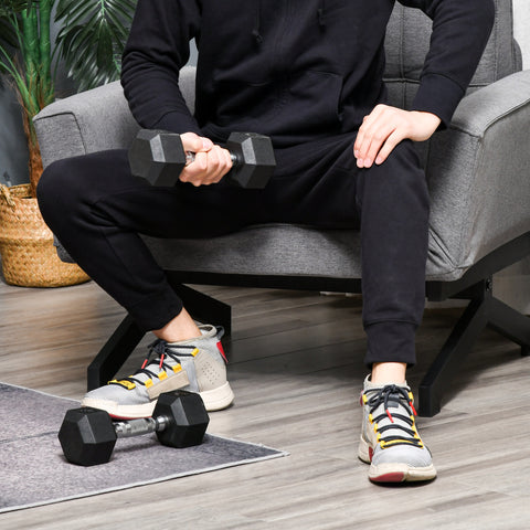 Conjunto de Halteres Hexagonais 2 x 5 kg Conjunto de Pesos com Barras de Conexão Kit de Treino de Fitness para Ginásio em Casa