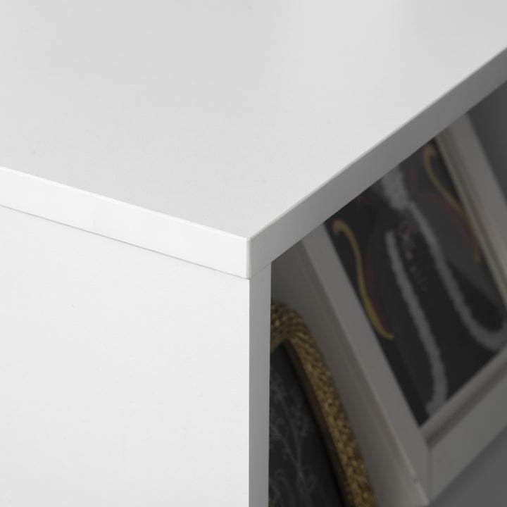 Armário para Impressora Móvel Auxiliar de Escritório com Rodas 3 Prateleiras Laterais e 3 Prateleiras Abertas Carga Máxima 30kg para Dormitório Sala de Estar Cozinha 60x40x75,8cm Branco
